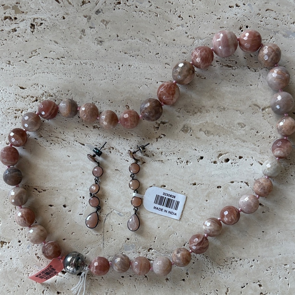 Natural Peach Moon Stone Set